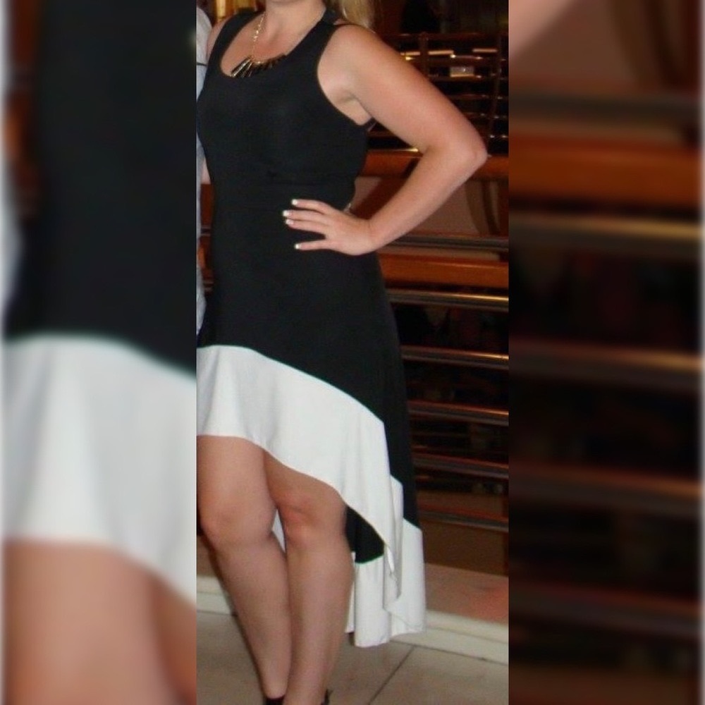 High-low Black and White dress